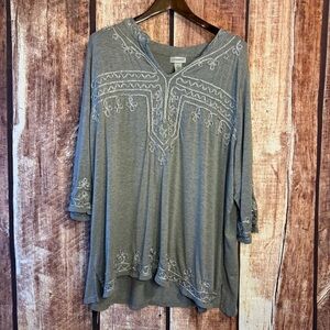 Catherines Gray Embroidered Tunic